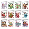 (US Local)12Pcs Month DIY Diamond Painting Greeting Card Birthday Gift for Friend