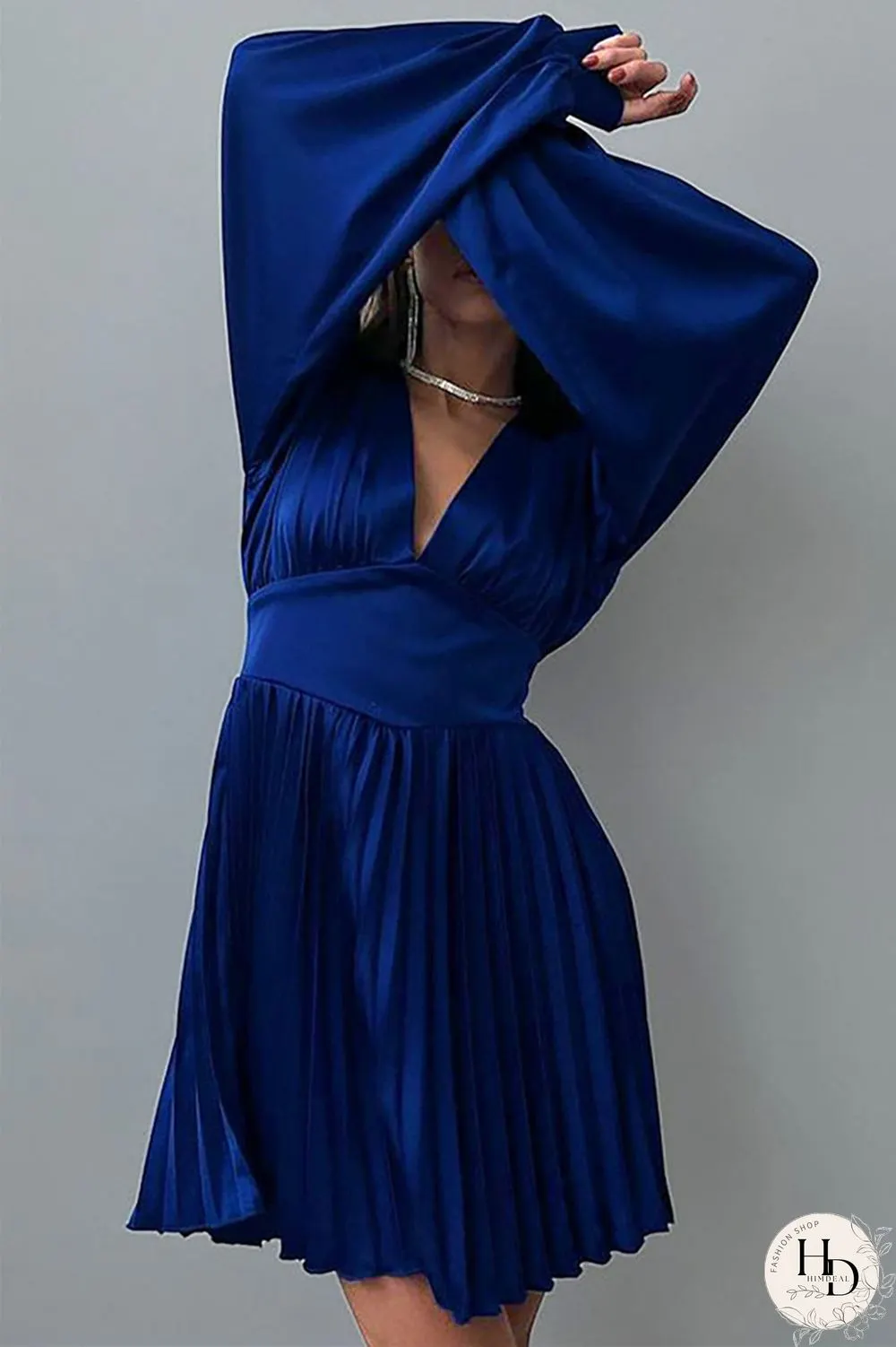 Burgundy Casual Solid Patchwork Fold V Neck Pleated Dresses