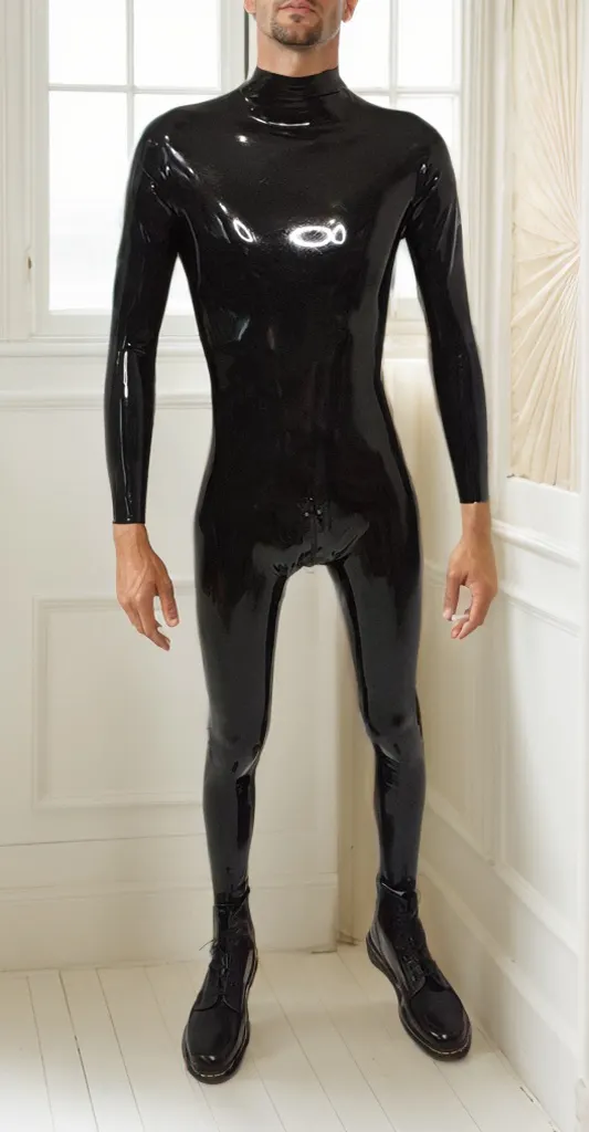 Men Latex Catsuits Basix Triple-Zip
