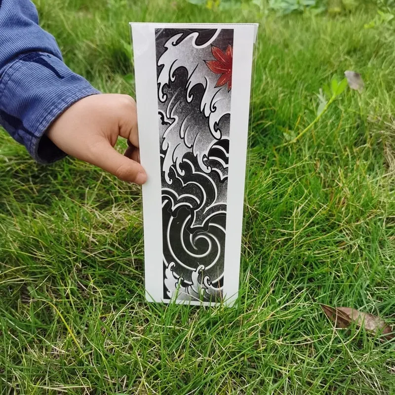 Waterproof Flower Arm Temporary Tattoo Sticker Chinese Wind Arm Ring Wave Art Dec Fake Tattoo Men Women Foot Ring Tattoo Sticker
