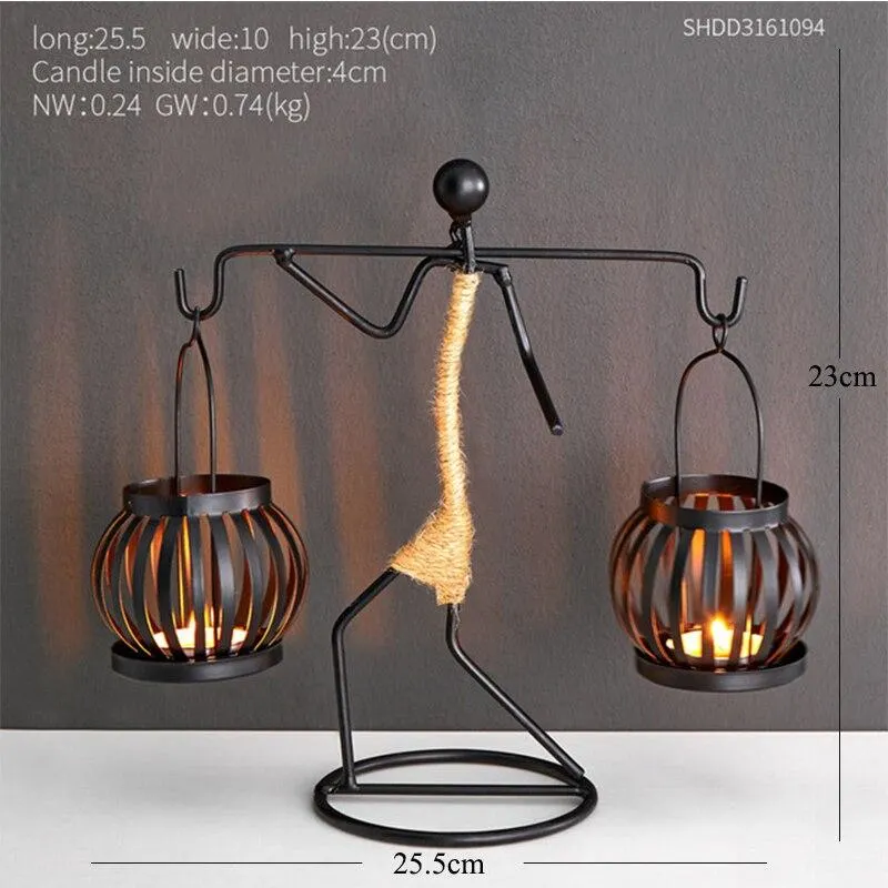 Creative Metal Candlestick Character Model Golden Candle Holder Living Room Home Decor Office Desktop Decor Accessories Gifts 1029