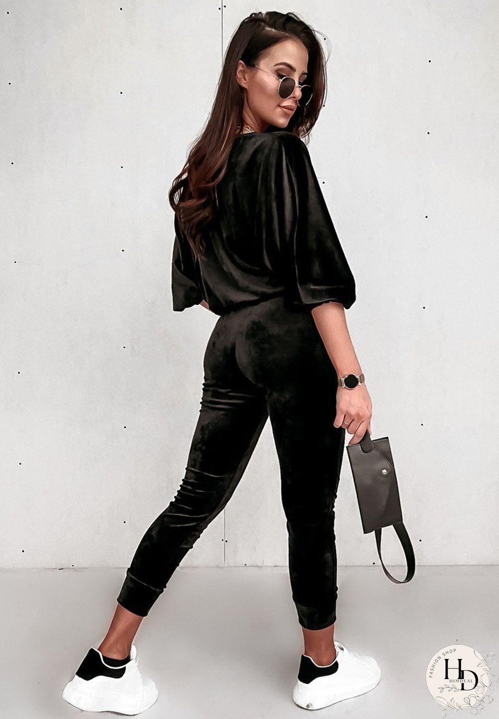 V Neck Zipper Coat And Pants Suit