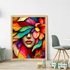 (Big Size)Color Half Face Girl - 11CT Stamped Cross Stitch - 50*60cm