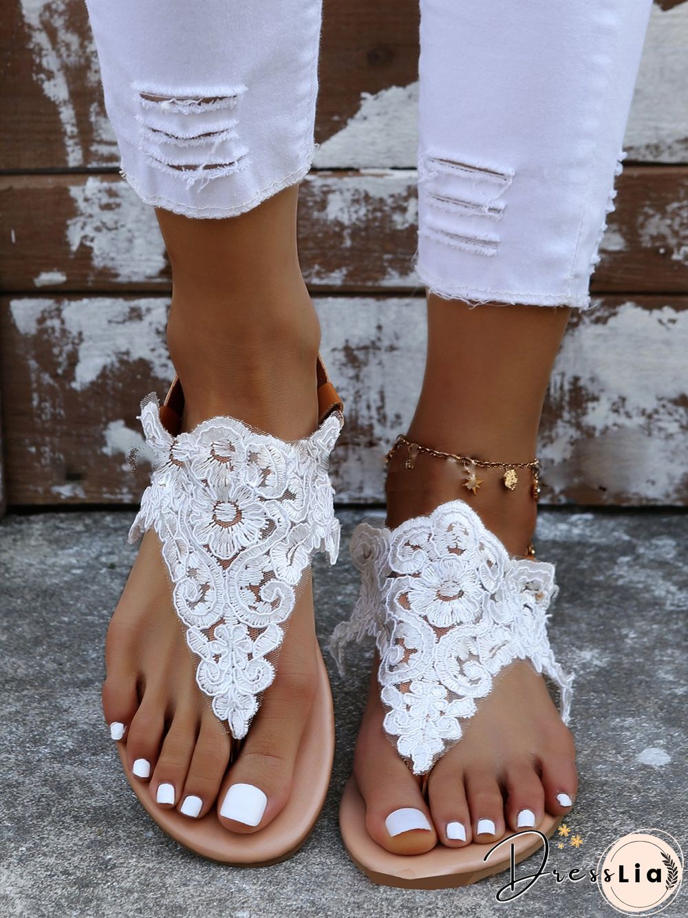 White Lace Beach Resort Bridal Sandals