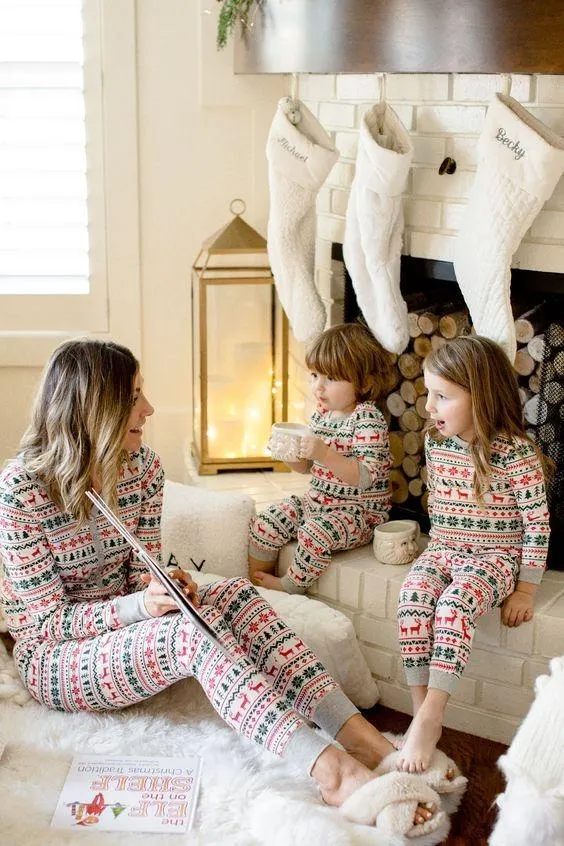 Christmas Tree and Reindeer Patterned Family Matching Pajamas Sets(with Pet Dog Clothes)