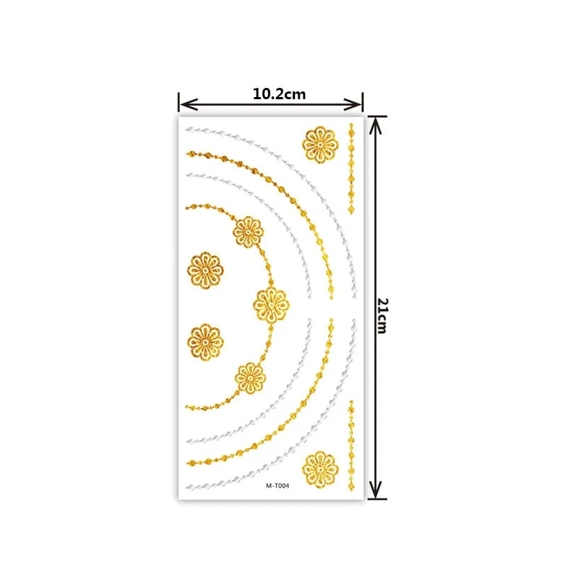 Creative personality exquisite fashion waterproof sweat gold and silver tattoo stickers bronzing and silver tattoo stickers