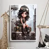 (US Local)Girl on The Suitcase-Paint By Numbers Kit(50x70cm)