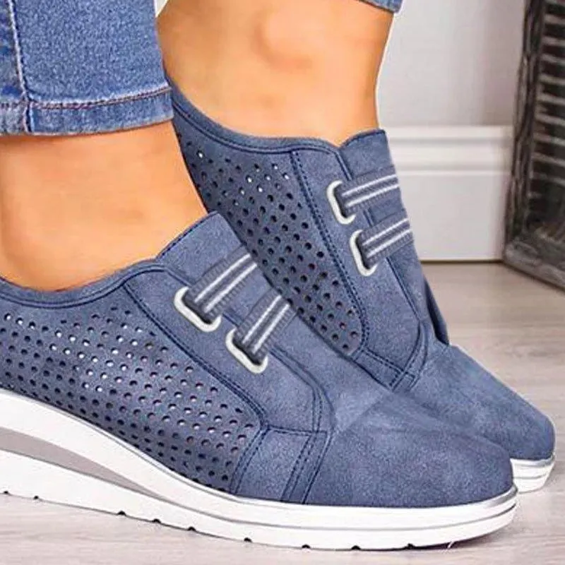 2020 Flock New High Heel Lady Casual Women Sneakers Leisure Platform Shoes Breathable Height Increasing Shoes Women Flats