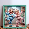 Happy Old Lady - 11CT Stamped Cross Stitch - 45*45cm