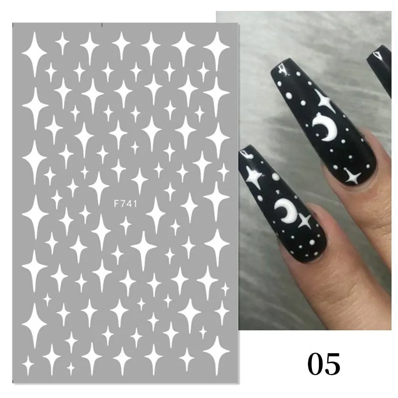 1 Sheet Russian Series Letter 3D Nail Sticker Flower Leaves Nail Transfer Beautiful Decals Slider Nail Art DIY Decoration