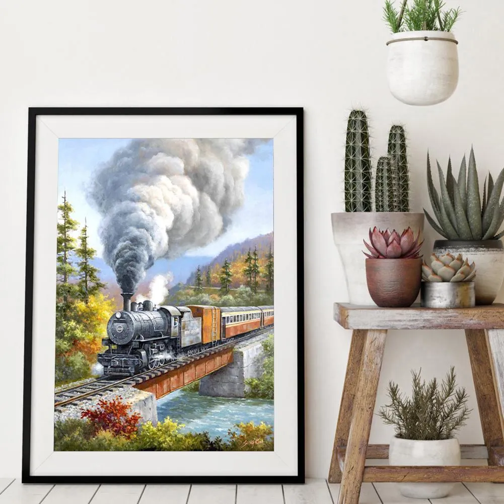 Diamond Painting - Full Round Drill - Running Train(30*40cm)