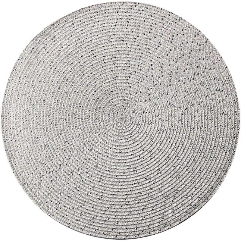 1pc Round Woven Placemats PP Waterproof Dining Table Mat Non-Slip Napkin Disc Bowl Pads Drink Cup Coasters Kitchen Decoration