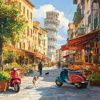 Picturesque Italian Street Scene - Diamond Painting