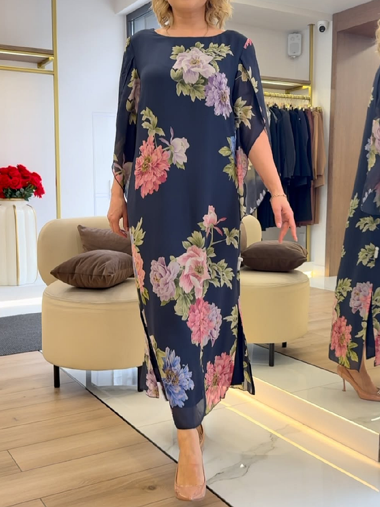A unique maxi dress with a floral print