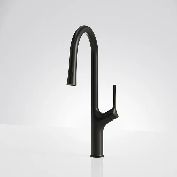EVERSTEIN Single Handle Pull Down Kitchen Faucet Matte Black SFS-1300K-BK
