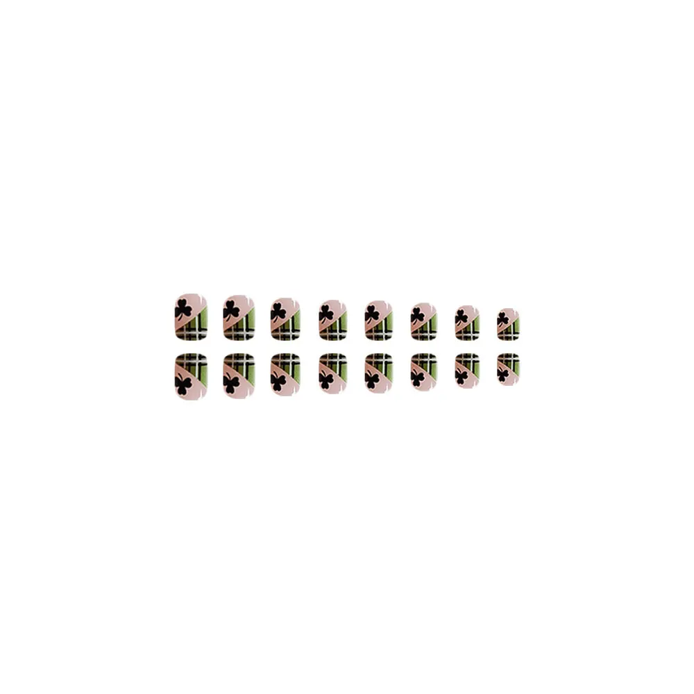 Churchf Churchf Nail Patch St. Patrick's Grid Shamrock Short Square Wearing Armor Removable Nail Patch
