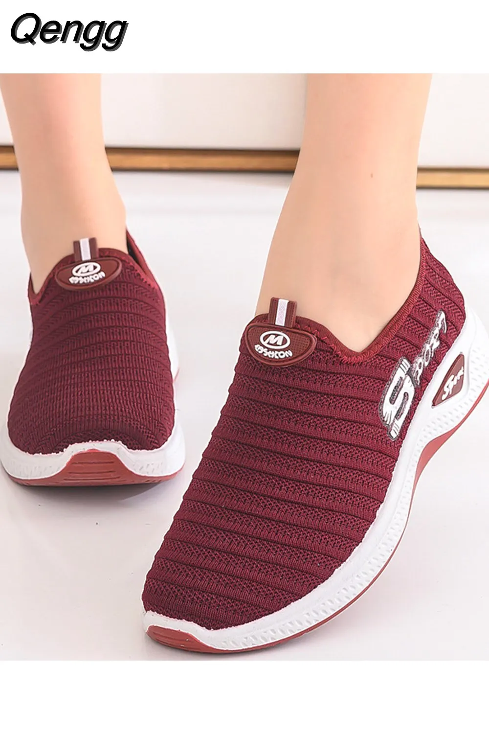 Qengg Women's New Platform Sneakers Black Breathable Mesh Fashion Casual Women's Shoes Zapatillas Mujer Womens Shoes