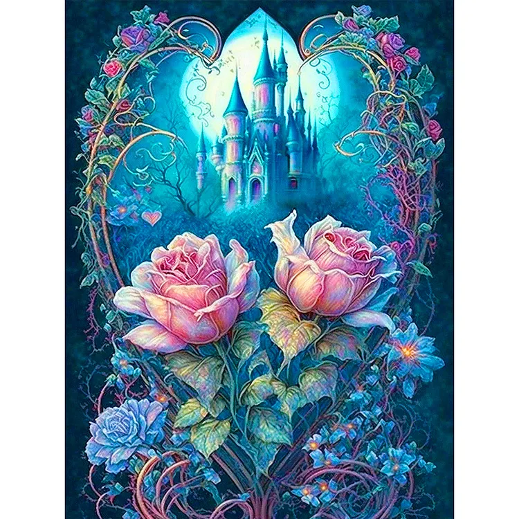 Roses And Castles 30*40CM(Canvas) Full Round Drill Diamond Painting gbfke