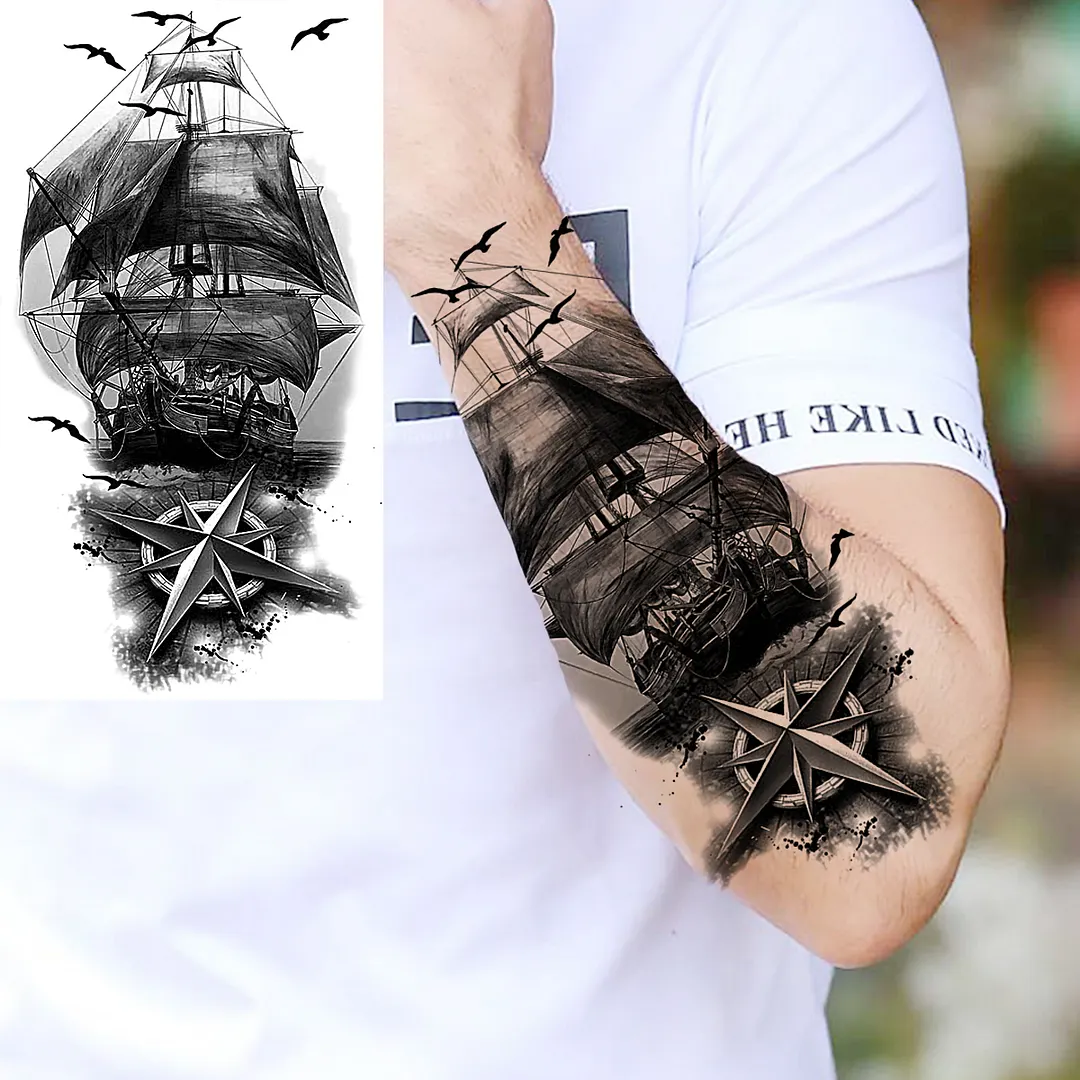 Sdrawing Skull Halloween Skeleton Temporary Tattoo For Men Adults Realistic Lion Tiger Wolf Scary Fake Tattoo Sticker Forearm Tatoo