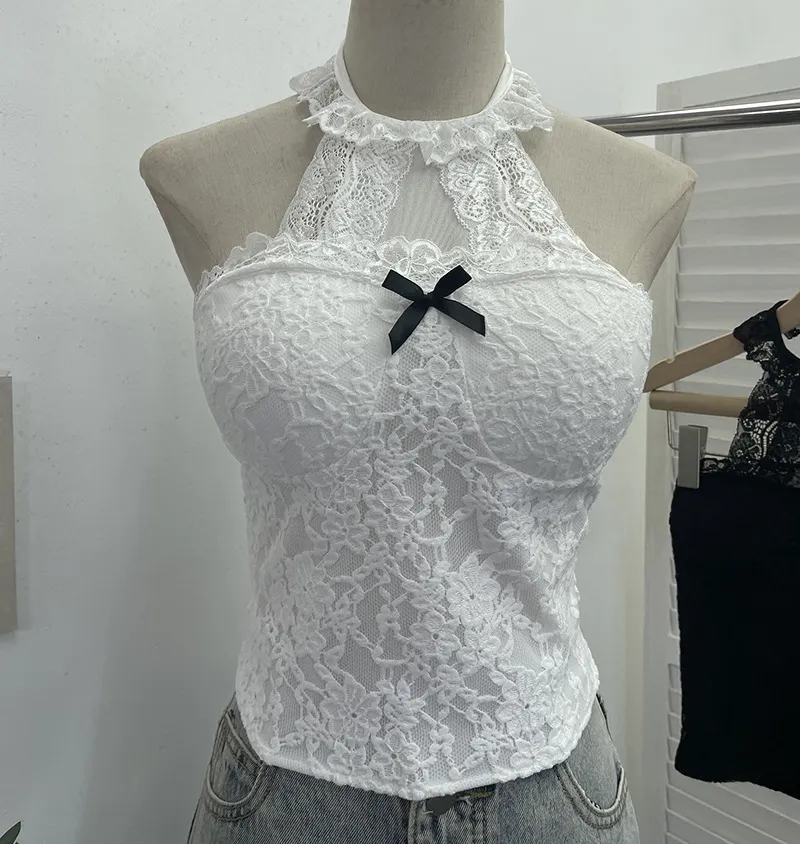 Churchf Real Shot With Chest Pad Hanging Neck Lace Sexy Sling Vest Short Babes Bottom Sleeveless Top 9196