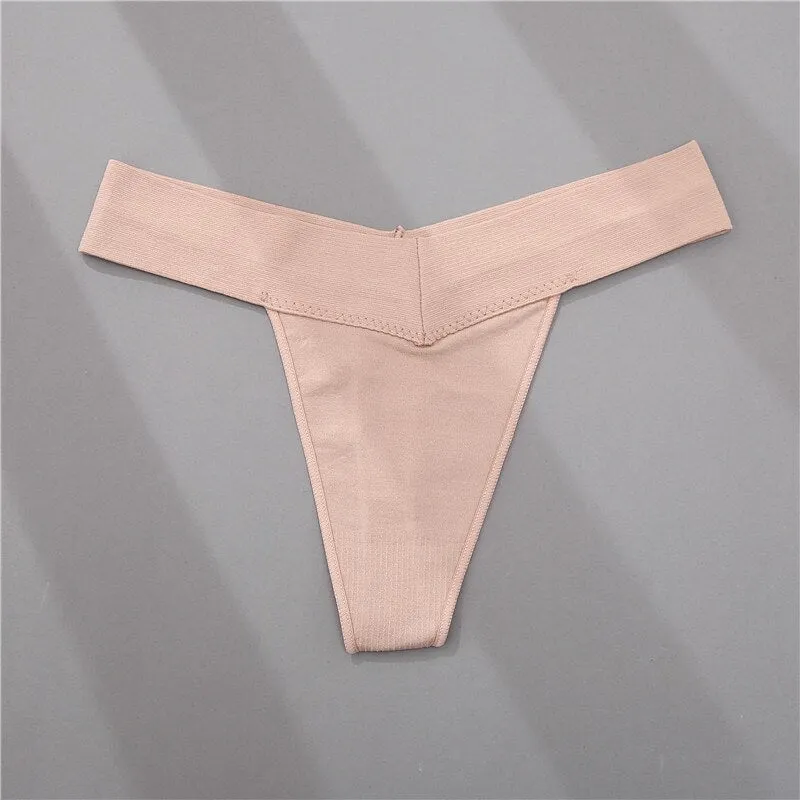 FINETOO Women Thong V Waist G-string 7 Solid Colors Seamless Femme Underwear T-Back Pantys Lingerie Sexy Panties For Girls S-2XL
