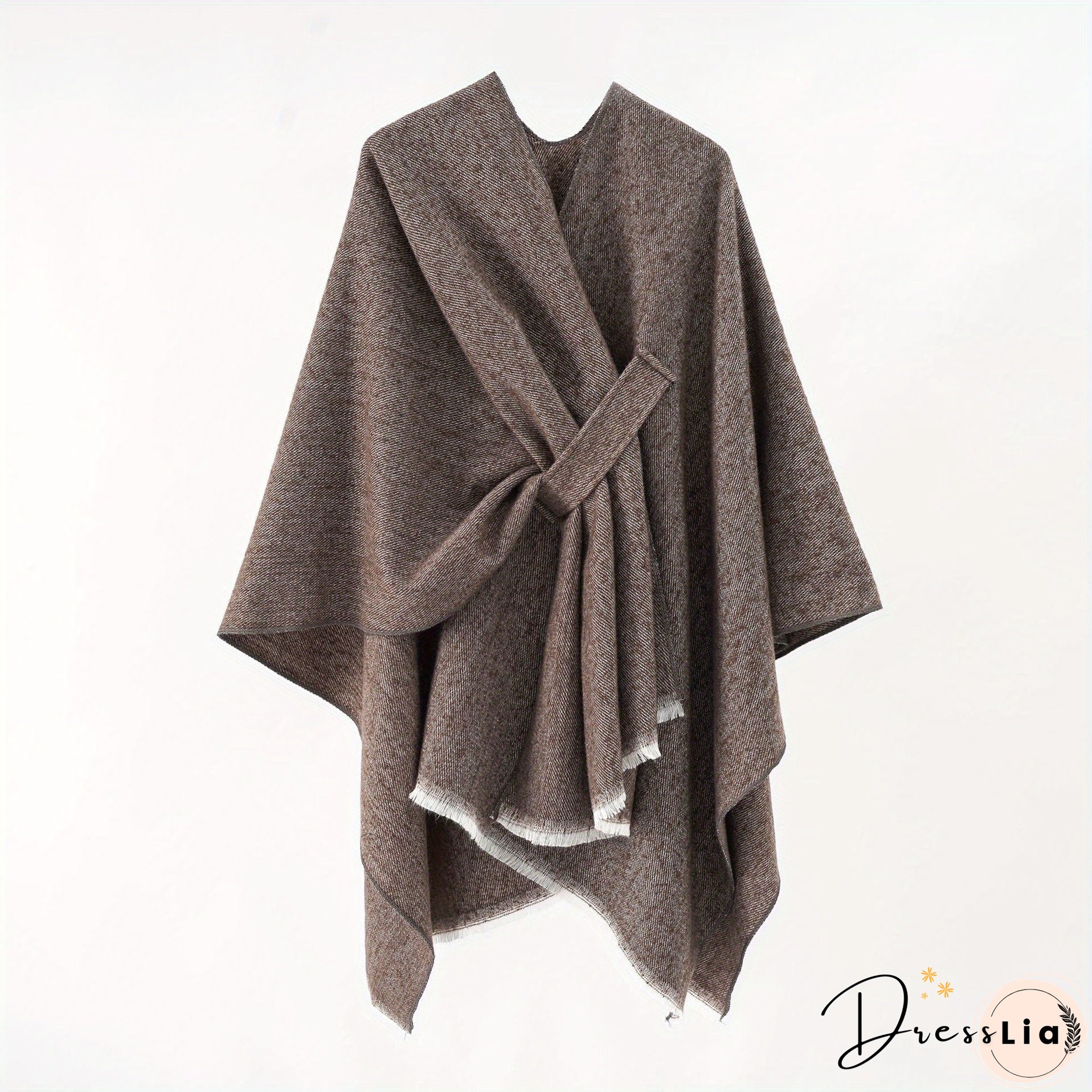 Solid Color Comfortable Shawl With Sleeves, Multifunctional Outdoor Windproof And Coldproof Cloak
