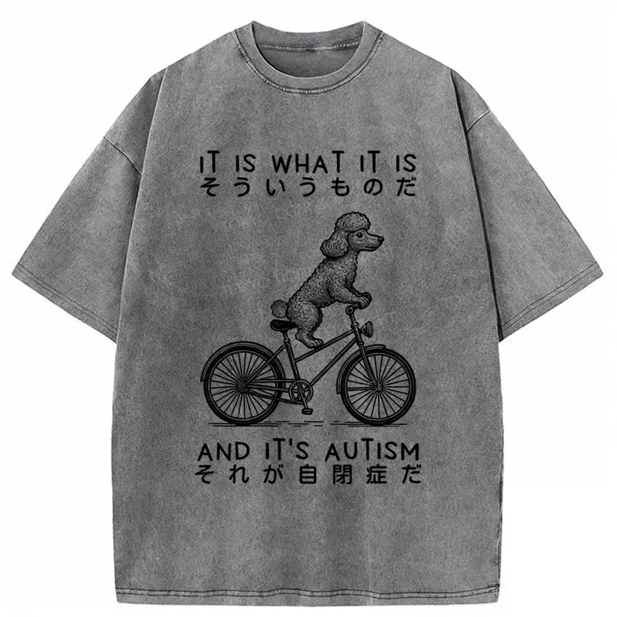 Cycling Dog Autism Awareness Washed T-shirt elevenforest