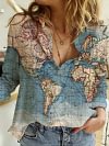 Creative World Globe Map All Over Print Buttons Shirts