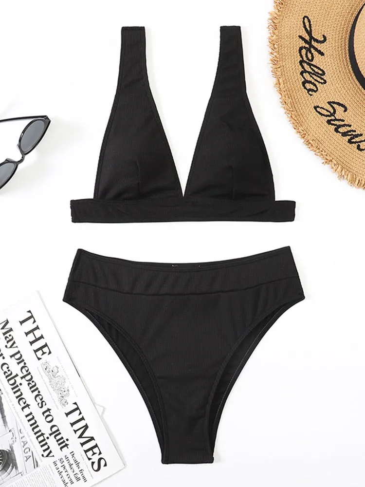 White Color Bikinis Bandeau Swimwear Women Swimsuit Sexy Ruffles Bikini Set Thong Beachwear Summer Bath Suit Hollow Out Biquini
