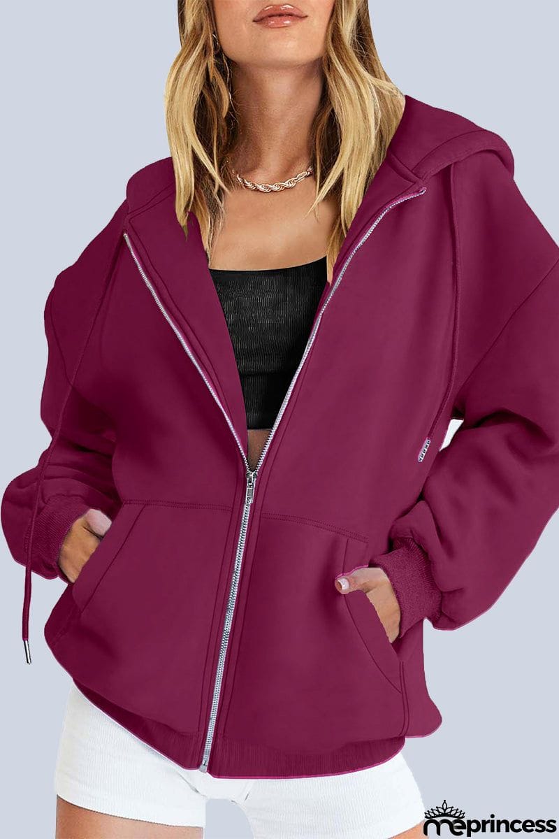 Casual Sportswear Solid Pocket Hooded Collar Outerwear