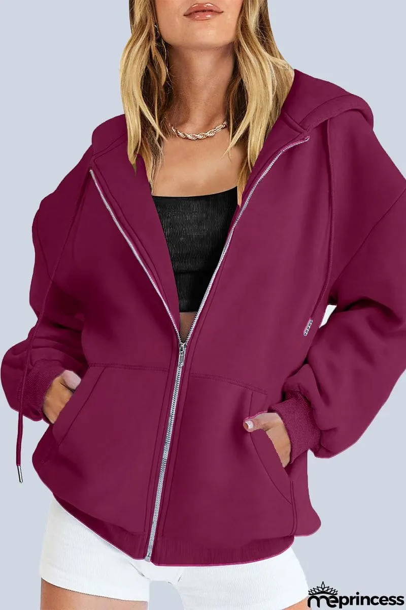 Casual Sportswear Solid Pocket Hooded Collar Outerwear