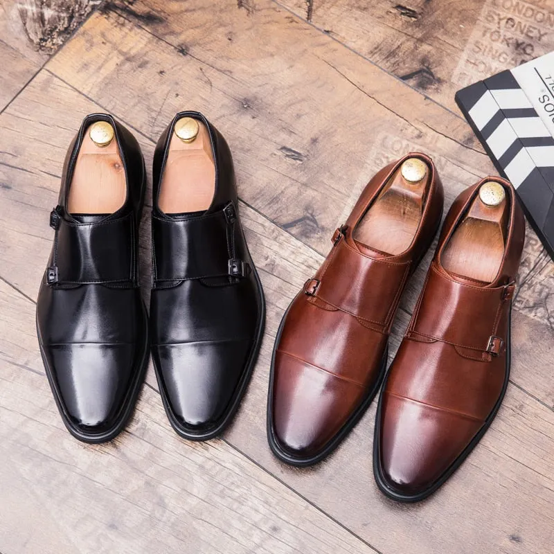 Size 13 Mens Formal Shoes Double Monk Strap Oxford Leather Square Toe Fashion Dress Business Shoes Comfortable Casual Loafers