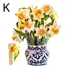 3D Paper Pop Up Flower Bouquet Greeting Card Postcard(Narcissus)