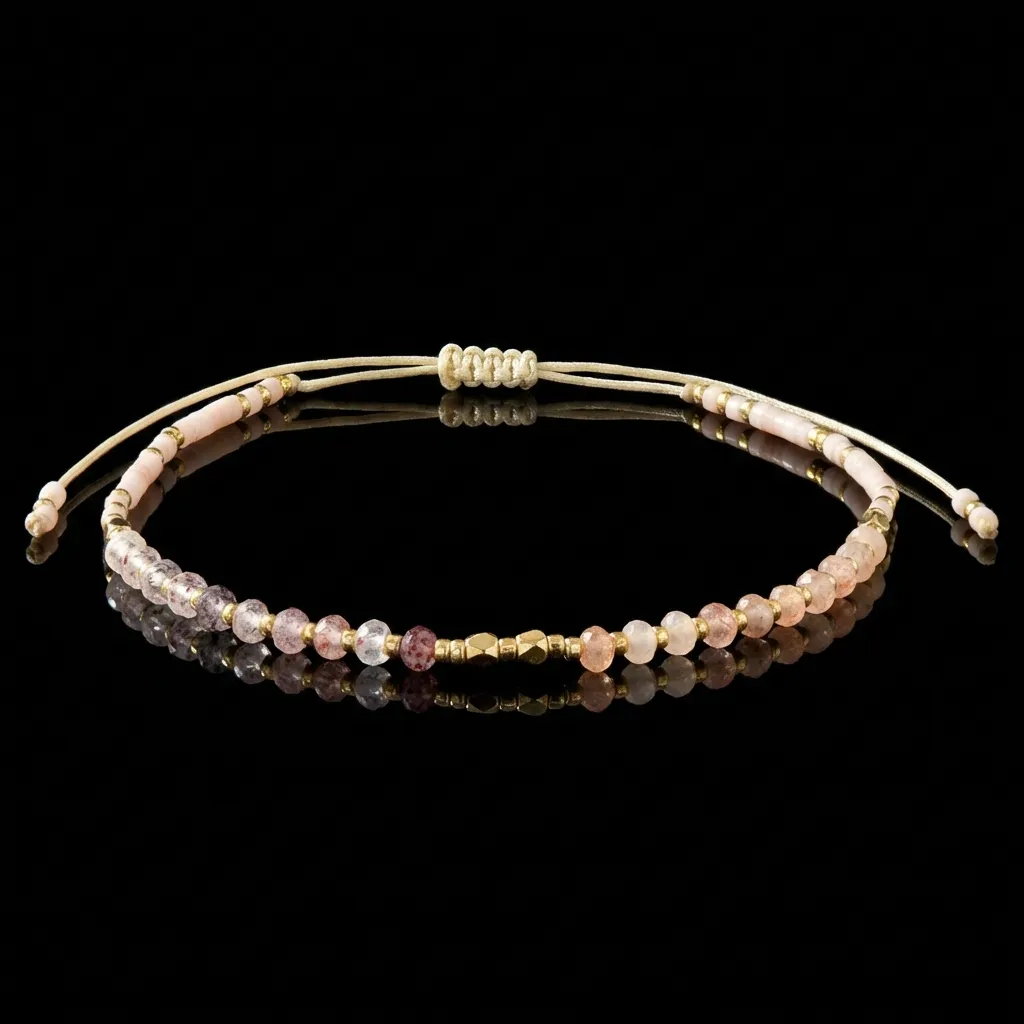 JiStones Artisan Minimalist Woven Bracelet | Semi-Precious Stones & Gold Accents