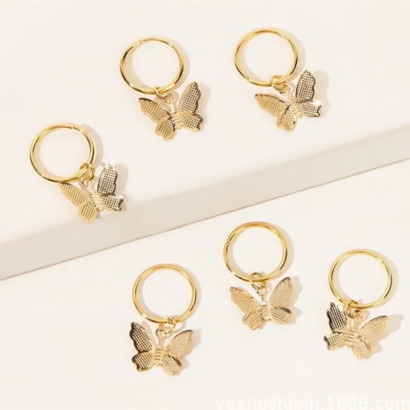 Hair Braid Coin Leaves Retro Colorful Beads Pendant Charms Rings Clip Headband for Pierced Hip-hop Braiders Leaves Accessories