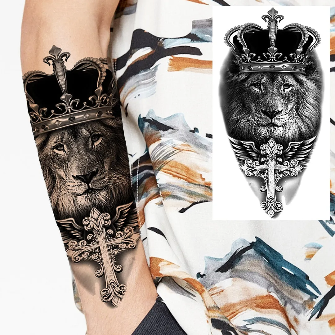 Halloween Clown Joker Scary Temporary Tattoos For Men Women Realistic Scary Lion Waterproof Tattoo Forearm Tatoos Vampire