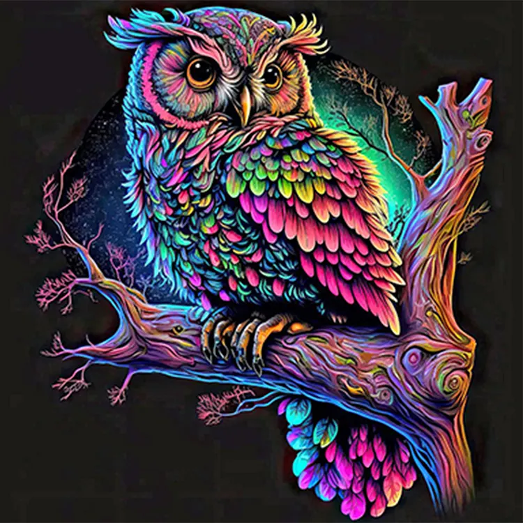 Colorful Owl 30*30CM(Canvas) Full Round Drill Diamond Painting gbfke