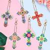 6pcs/set Cross Diamond Painting Keychain DIY Diamond Mosaic Kit Bag Pendant 