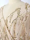 Fringed Sequined See-Through V-neck Maxi Dress