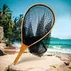 Wooden Handle Fishing Landing Net Soft Rubber Mesh Trout Catch and Release Net