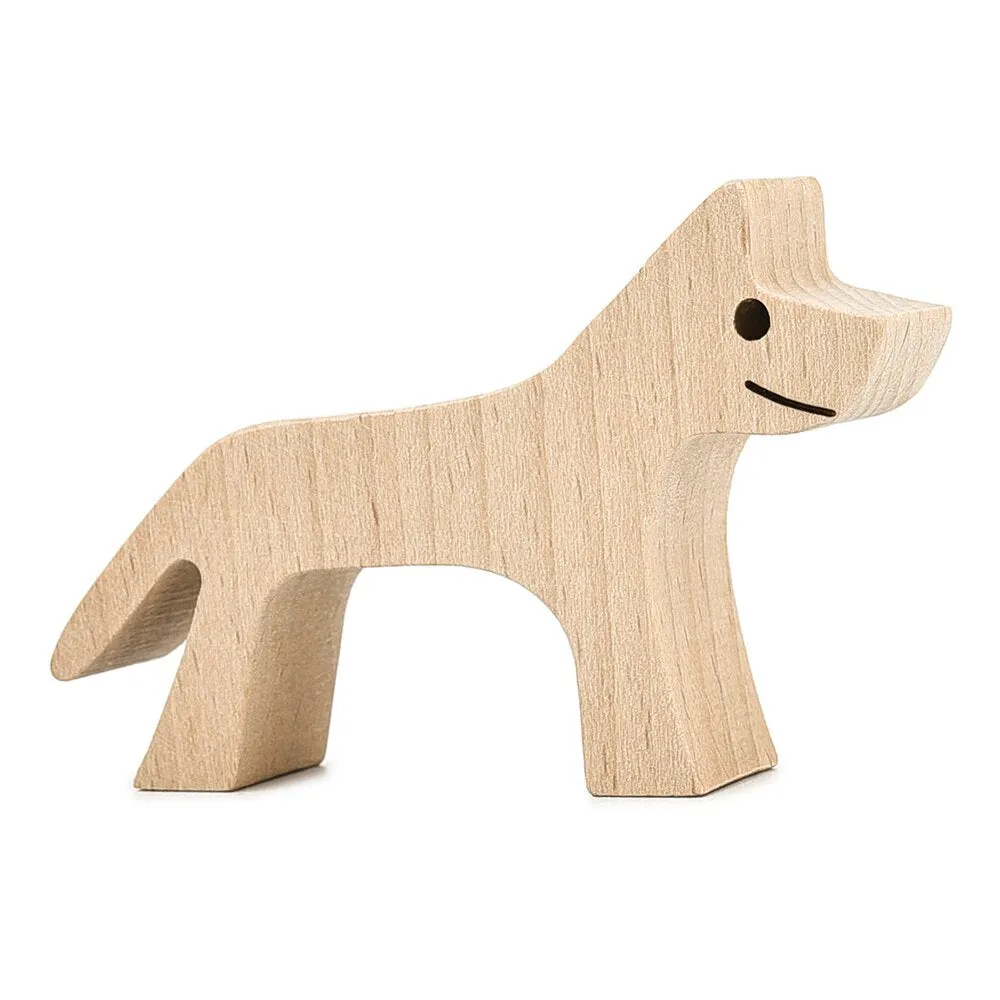Wooden Dog Decoration Craft Figurine Family Puppy Table Ornament Wood Carving Model Creative Decoration For Lovely Gifts