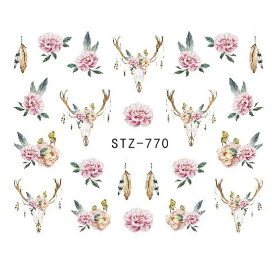 Nail Stickers Water Transfer Necklace Petals Feathers Hanging Flowers Designs Nail Decal Decoration Tips For Beauty Salons-Nail Inspo