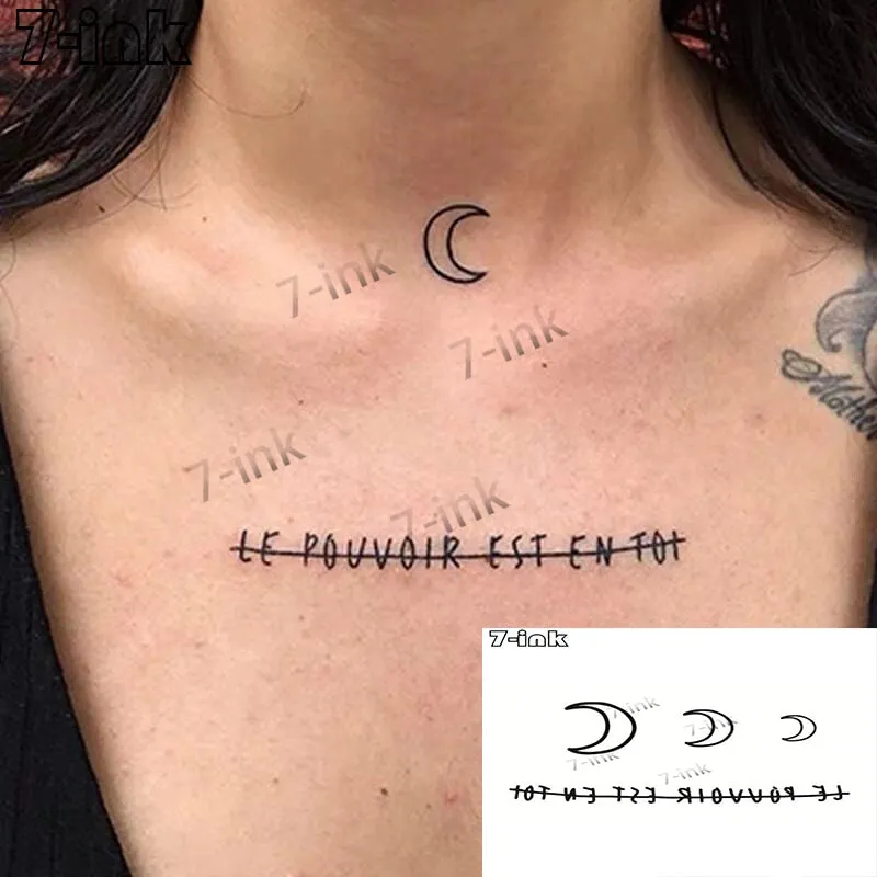 Waterproof Temporary Tattoo Sticker Neck Black Word Angel Devil Bull Cross English Letters Flash Tatoo Fake Tatto for Woman Men