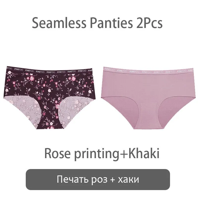 FINETOO Seamless Panties Women Rose Printing Underwear Fashion Letter Panty Ladies Briefs Underpants S-XL Female Briefs Lingerie