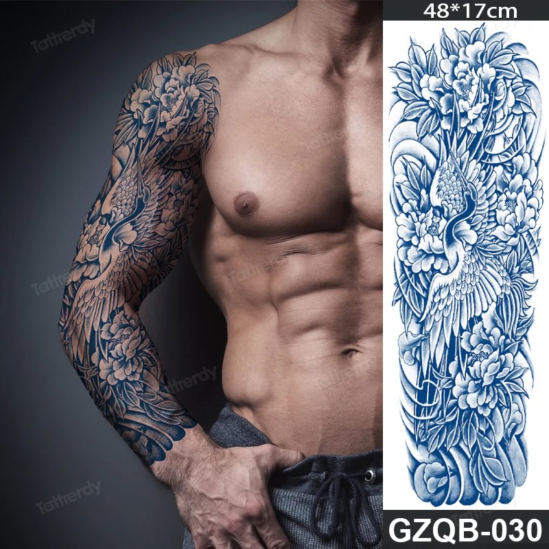 Sdrawing transfer tattoo fake large size full arm tattoo sleeve juice ink long lasting waterproof temporary tattoos men body art