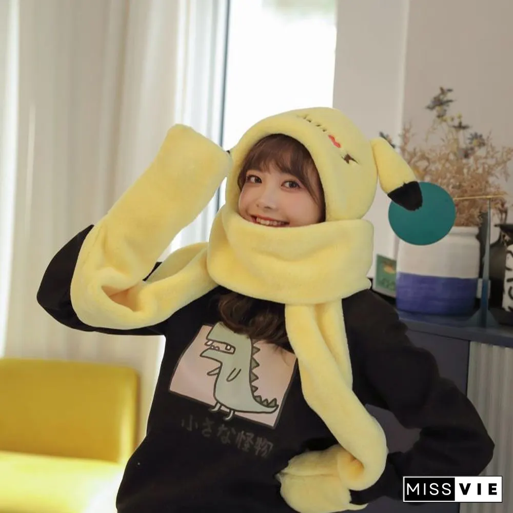 Cute Cartoon Ears Hat Scarf Gloves Warmer