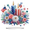America Flag Acrylic Special Shape Independence Day Flower Candle Diamond Painting Desk Ornament Kit