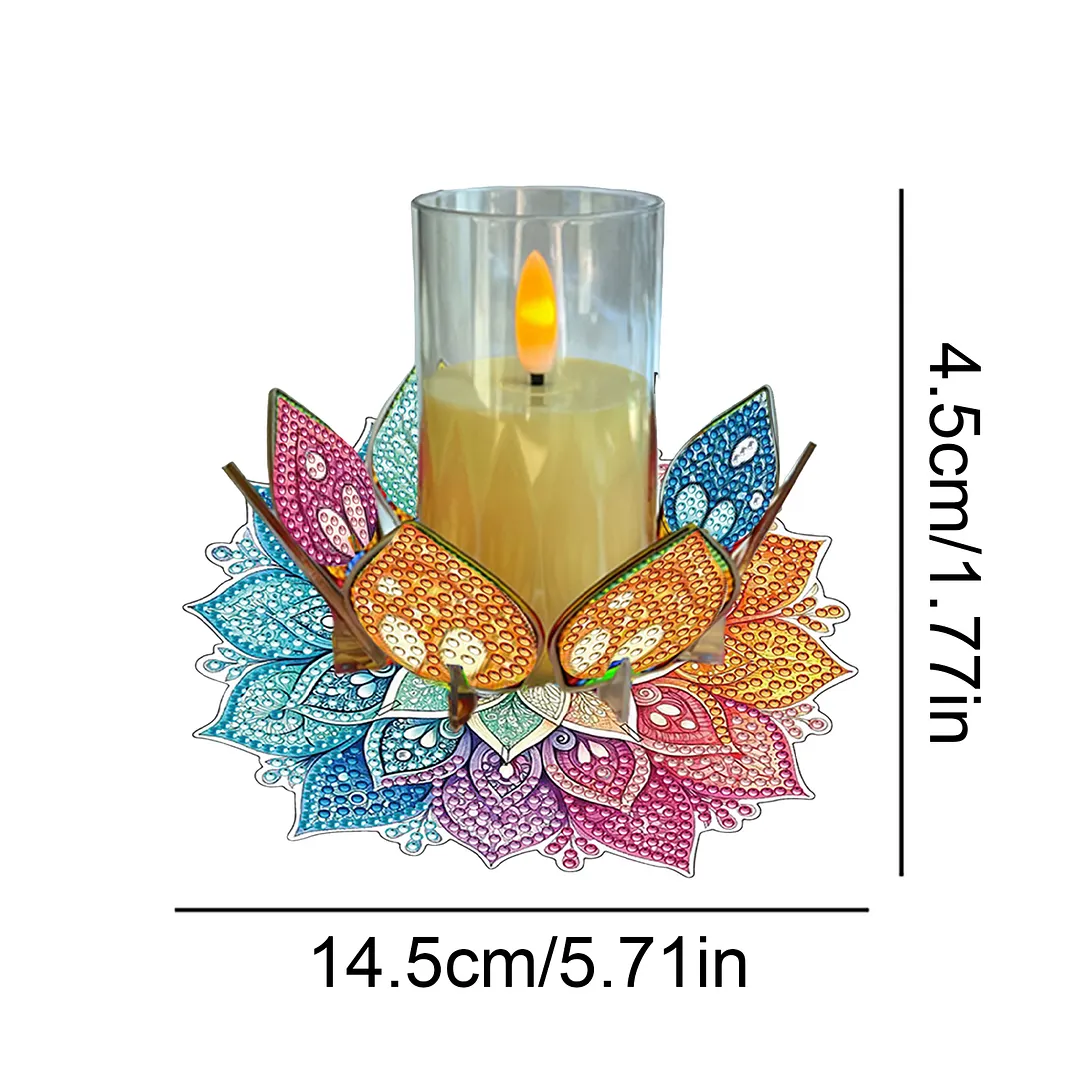 Mandala Lotus-C Acrylic DIY Diamond Painting Candle Holders Without Candles Crystal Painting Tealight Candle Stand Table Centerpiece for Adults Beginners Home Party Decor