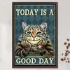 Retro Poster - Today Is A Good Day Cat-11CT Stamped Cross Stitch 40*60cm/15.75*23.62in (Big Size)