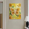 DIY Pearl Painting Sunflower Butterfly for Home Wall Decor with Frame(30x40cm)